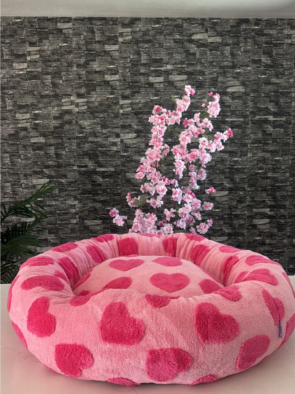 BEDSURE LARGE PINK HEARTS PET BED